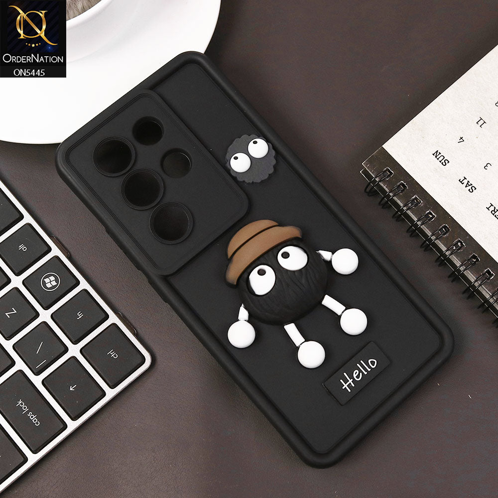 itel S25 Ultra Cover - Black - Cute 3D Cartoon Soft Case