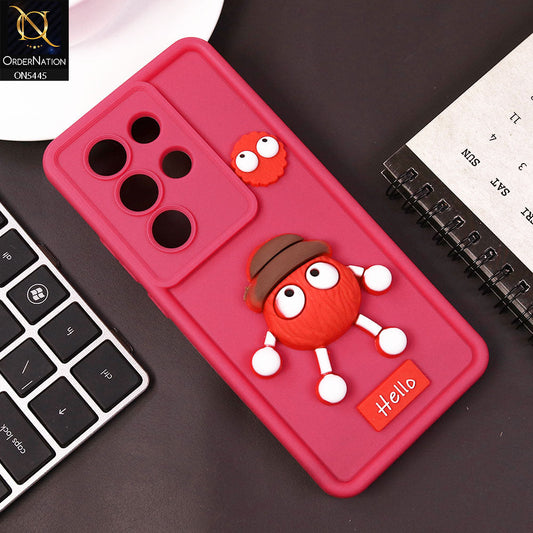 itel S25 Ultra Cover - Dark Pink - Cute 3D Cartoon Soft Case