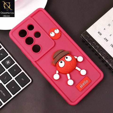 itel S25 Ultra Cover - Dark Pink - Cute 3D Cartoon Soft Case