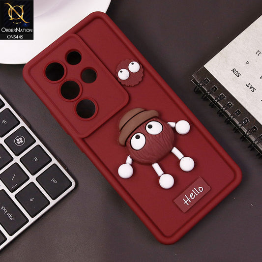 itel S25 Ultra Cover - Maroon - Cute 3D Cartoon Soft Case