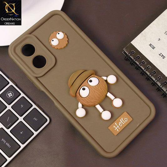 Oppo A18 Cover - Brown - Cute 3D Cartoon Soft Case