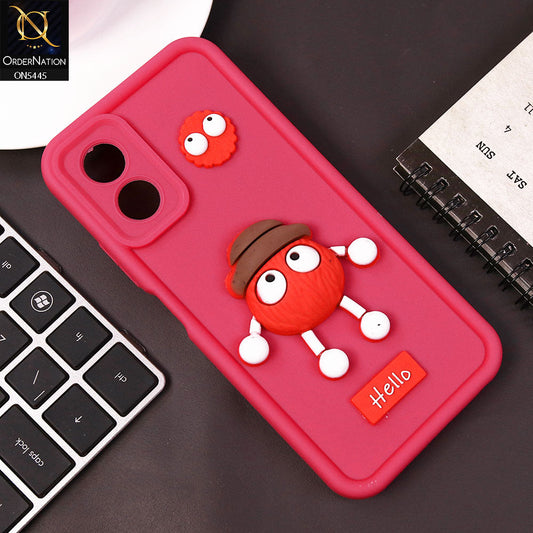 Oppo A18 Cover - Dark Pink - Cute 3D Cartoon Soft Case