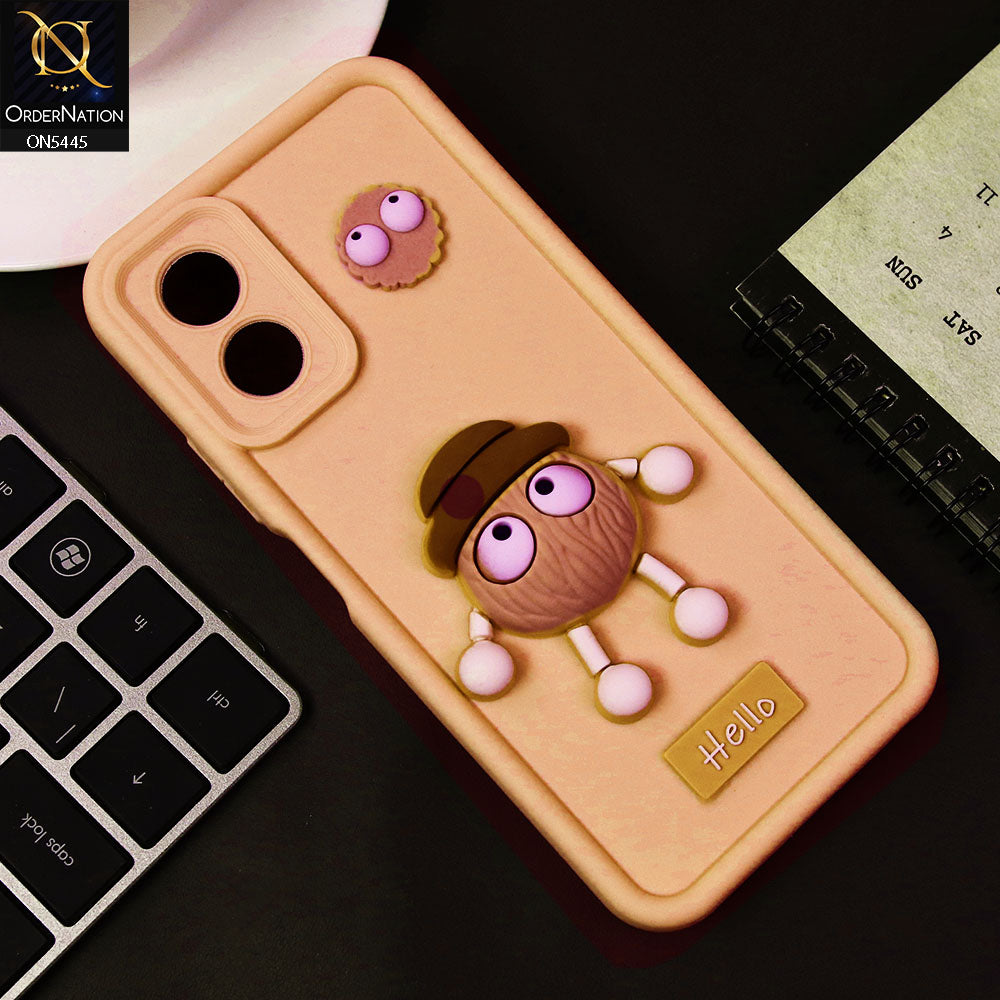Oppo A18 Cover - Light Pink - Cute 3D Cartoon Soft Case