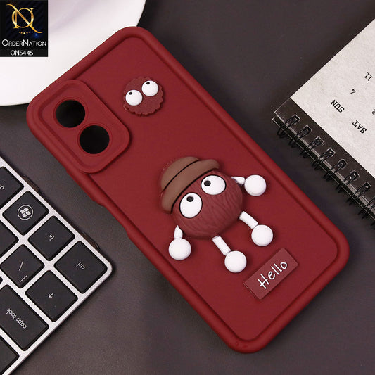 Oppo A18 Cover - Maroon - Cute 3D Cartoon Soft Case
