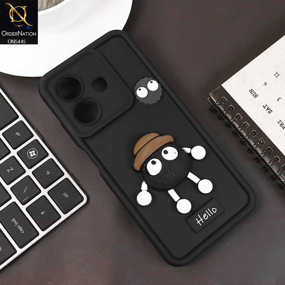 Realme Note 60x Cover - Black - Cute 3D Cartoon Soft Case