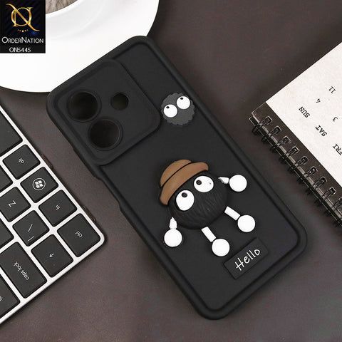Realme Note 60x Cover - Black - Cute 3D Cartoon Soft Case
