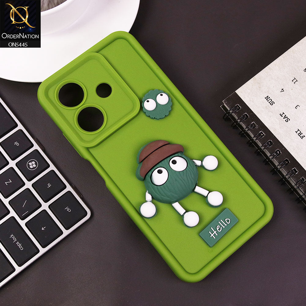 Realme Note 60x Cover - Light Green - Cute 3D Cartoon Soft Case