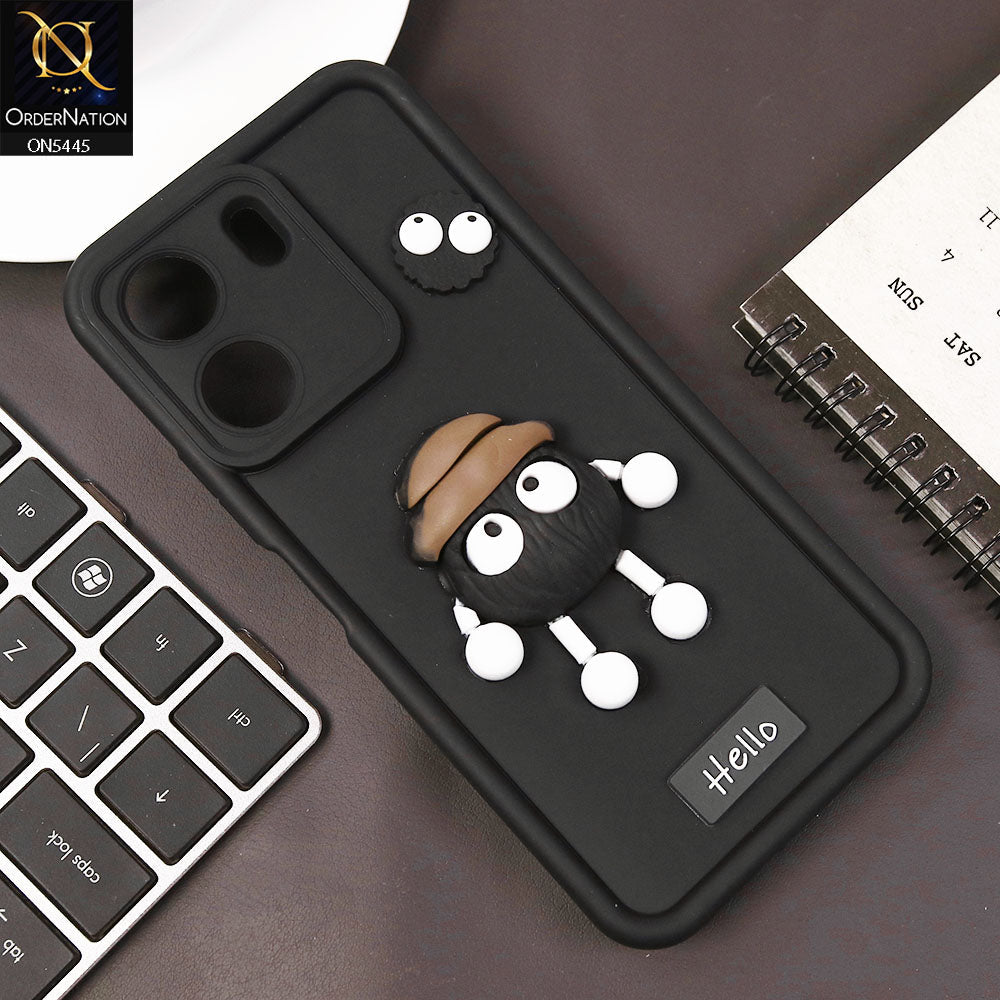Xiaomi Redmi 13C Cover - Black - Cute 3D Cartoon Soft Case