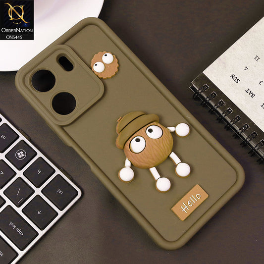 Xiaomi Redmi 13C Cover - Brown - Cute 3D Cartoon Soft Case