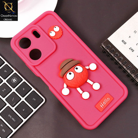 Xiaomi Poco C65 Cover - Dark Pink - Cute 3D Cartoon Soft Case