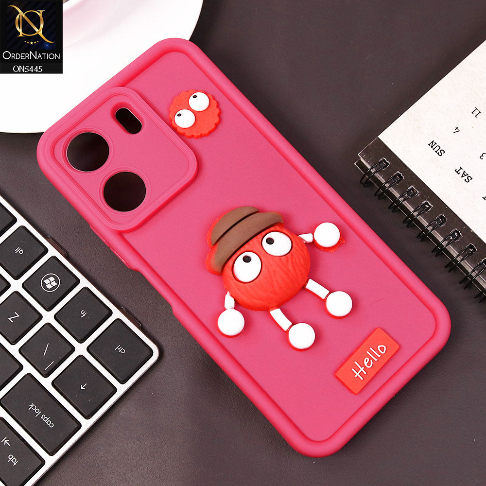 Xiaomi Redmi 13C Cover - Dark Pink - Cute 3D Cartoon Soft Case