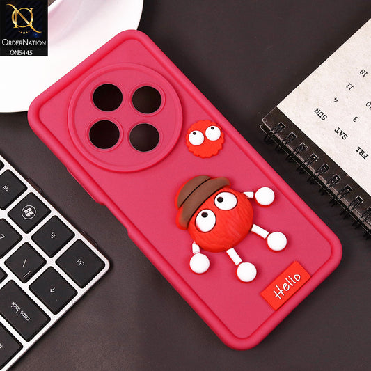 Xiaomi Redmi 14R Cover - Dark Pink - Cute 3D Cartoon Soft Case