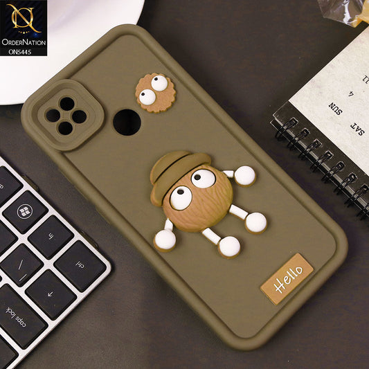 Xiaomi Redmi 10A Cover - Brown - Cute 3D Cartoon Soft Case
