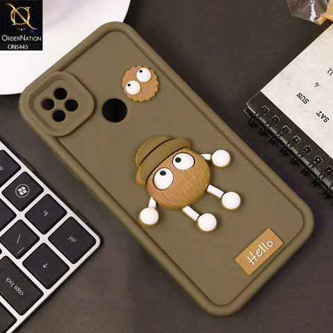 Xiaomi Redmi 10A Cover - Brown - Cute 3D Cartoon Soft Case