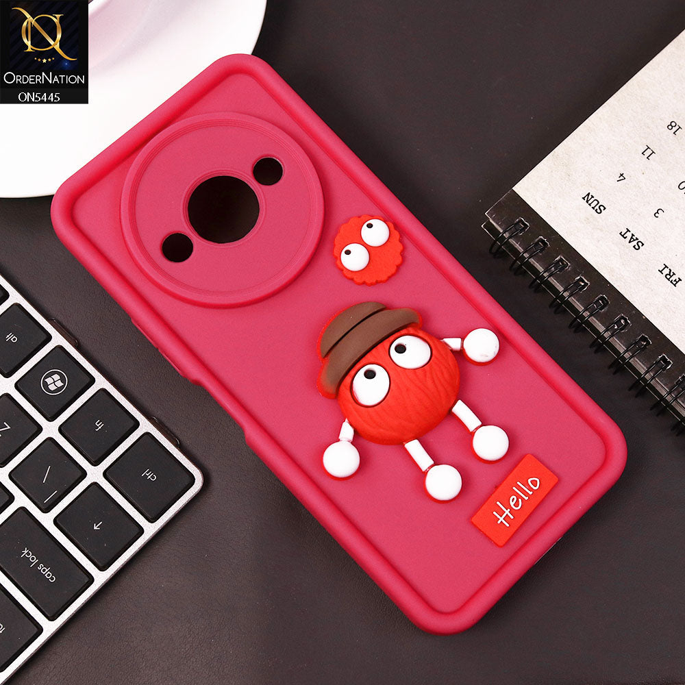 Xiaomi Redmi A3x Cover - Dark Pink - Cute 3D Cartoon Soft Case