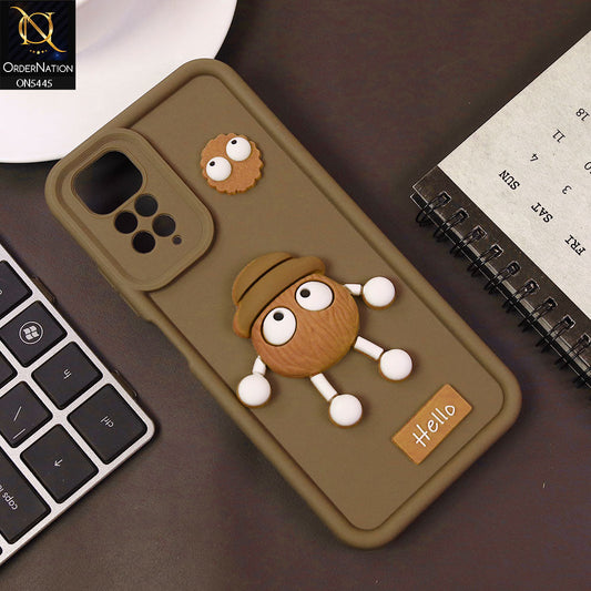 Xiaomi Redmi Note 11 4G Cover - Brown - Cute 3D Cartoon Soft Case