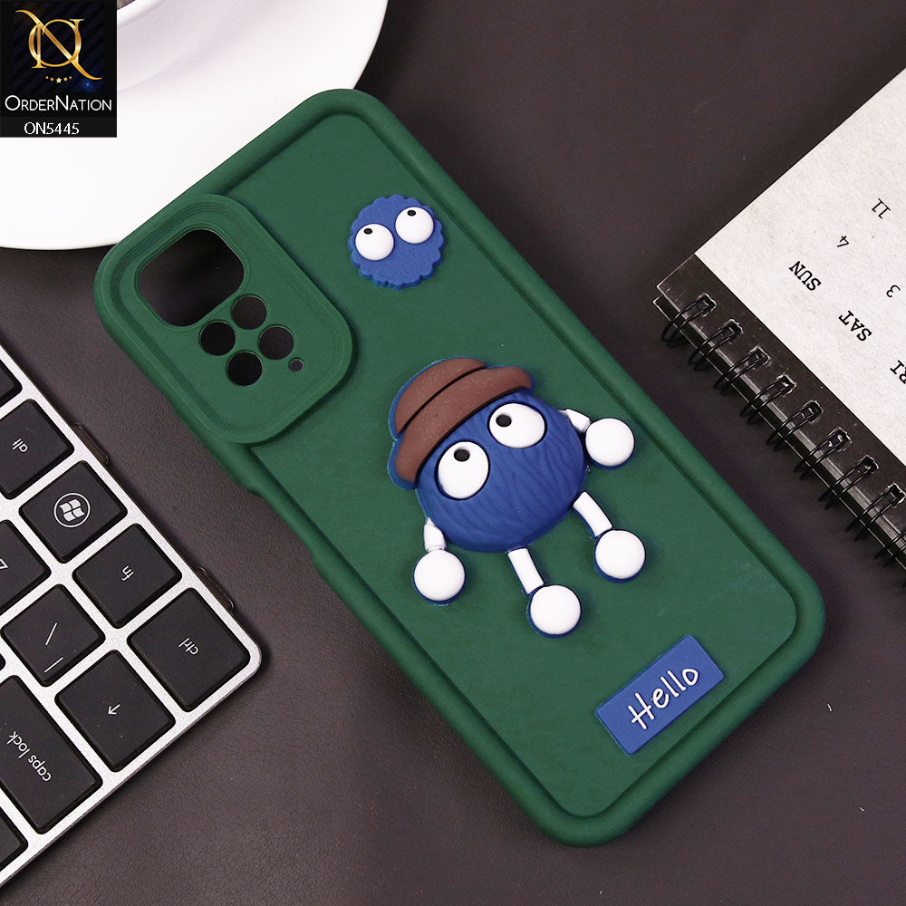 Xiaomi Redmi Note 11 4G Cover - Green - Cute 3D Cartoon Soft Case