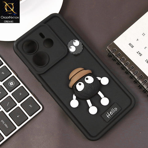 Xiaomi Redmi Note 14 4G Cover - Black - Cute 3D Cartoon Soft Case