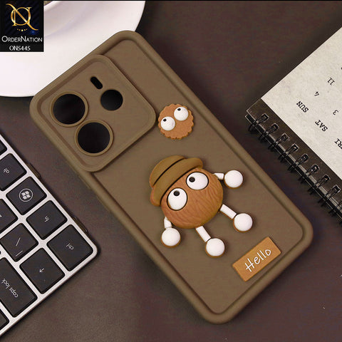 Xiaomi Redmi Note 14 4G Cover - Brown - Cute 3D Cartoon Soft Case
