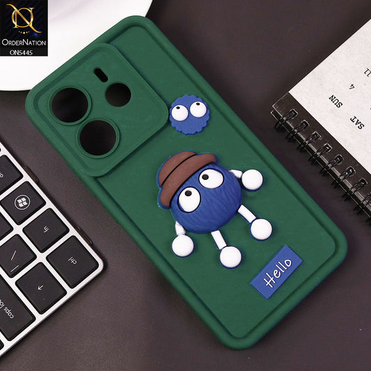 Xiaomi Redmi Note 14 4G Cover - Green - Cute 3D Cartoon Soft Case