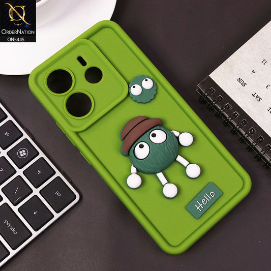 Xiaomi Redmi Note 14 4G Cover - Light Green - Cute 3D Cartoon Soft Case