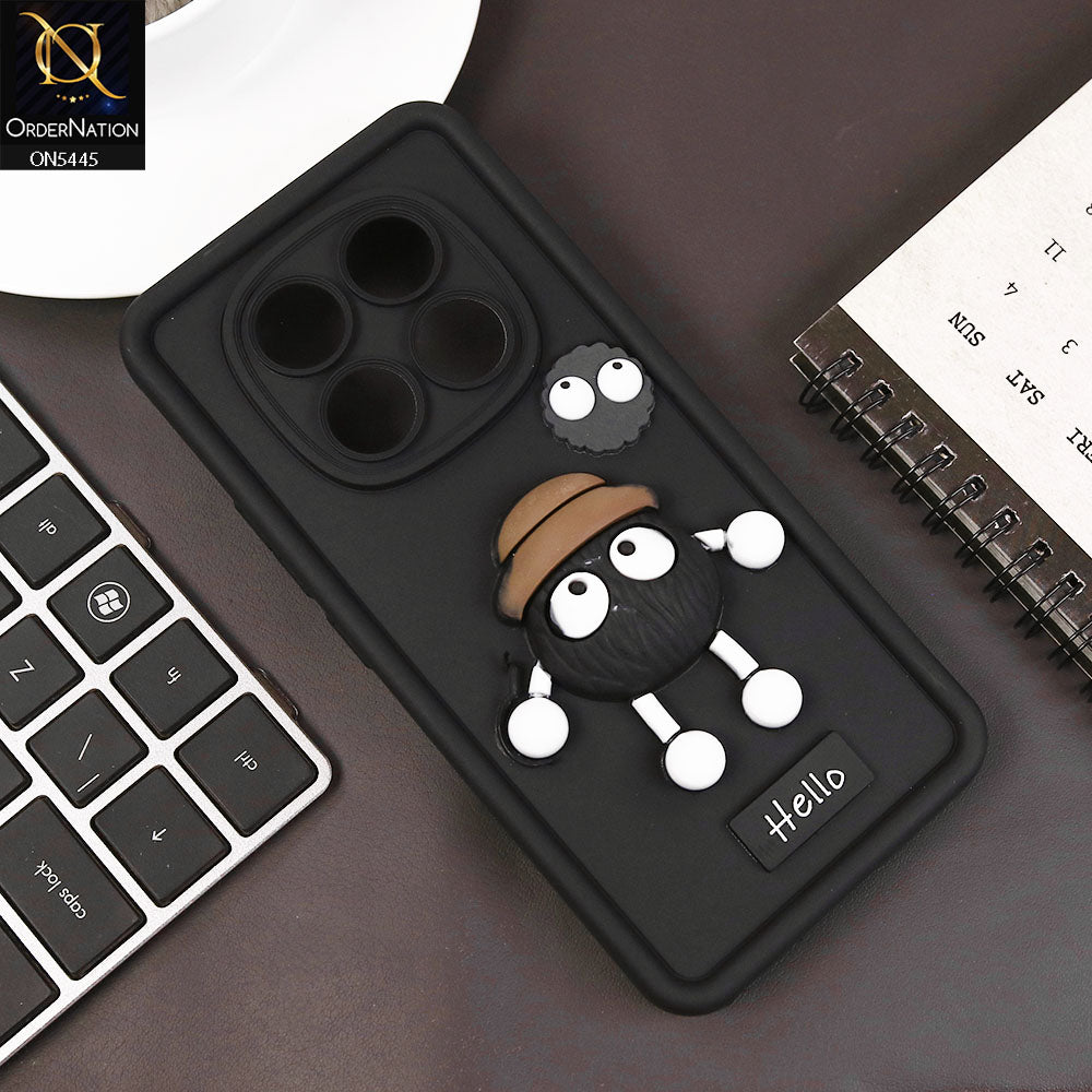 Xiaomi Redmi Note 14 Pro 4G Cover - Black - Cute 3D Cartoon Soft Case