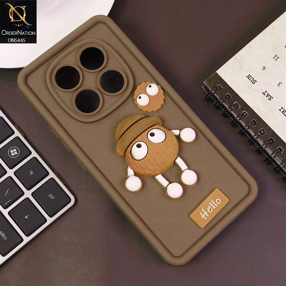 Xiaomi Redmi Note 14 Pro 4G Cover - Brown - Cute 3D Cartoon Soft Case