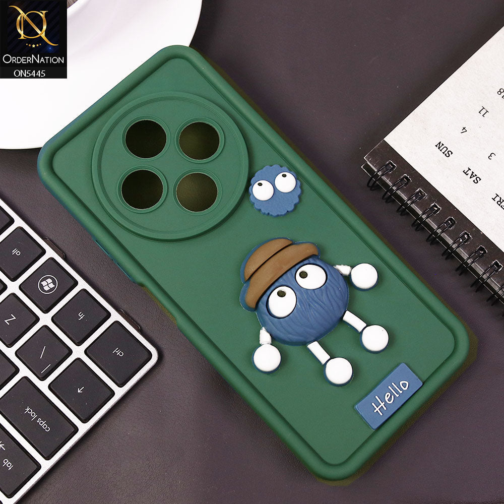 Oppo Reno 12F 4G Cover - Green - Cute 3D Cartoon Soft Case