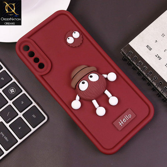 Vivo S1 Cover - Maroon - Cute 3D Cartoon Soft Case