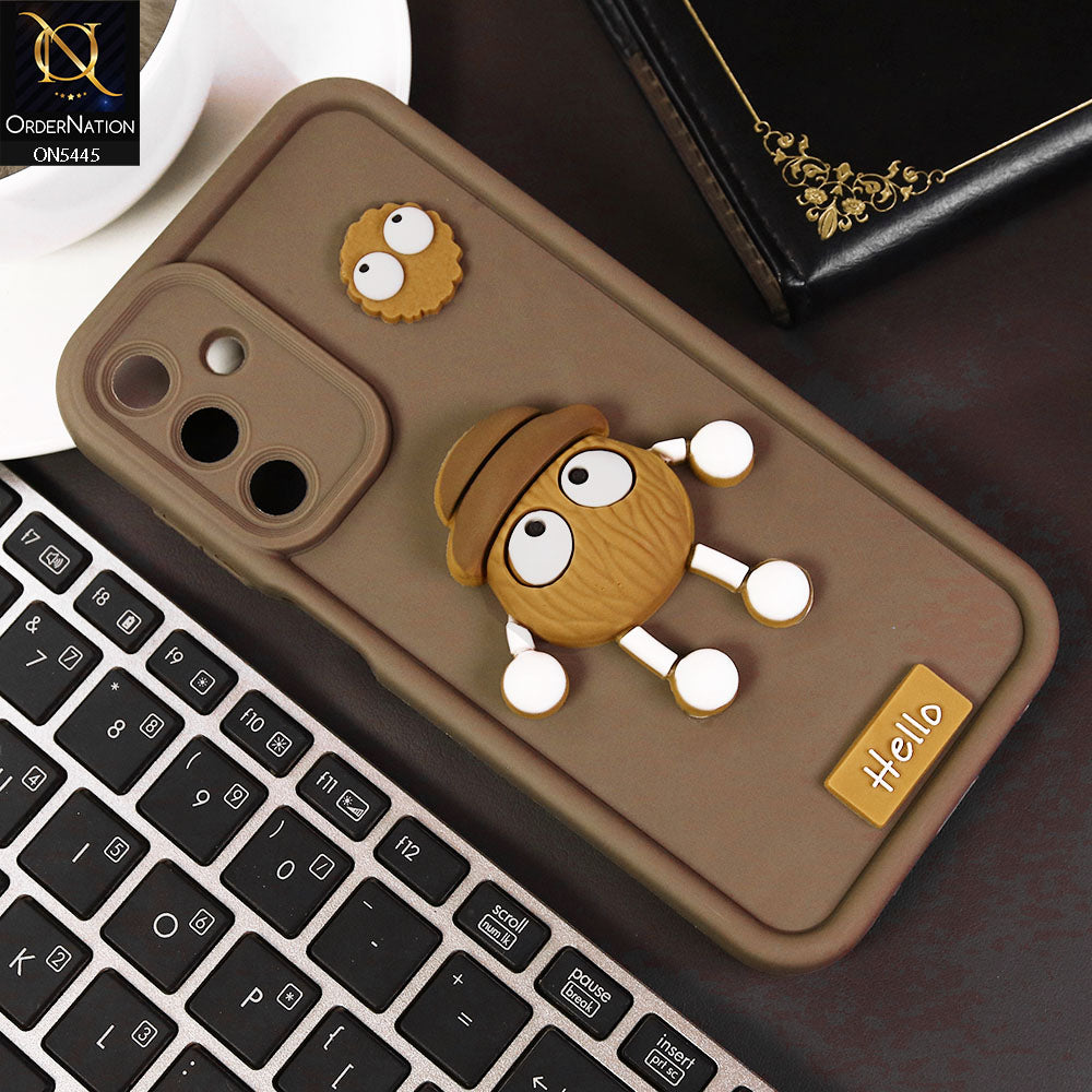 Samsung Galaxy A15 4G Cover - Brown - Cute 3D Cartoon Soft Case