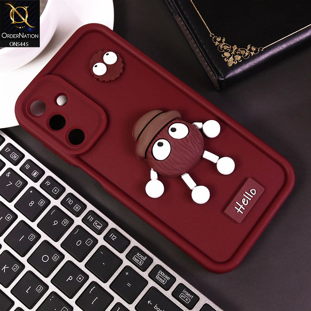 Samsung Galaxy A15 4G Cover - Maroon - Cute 3D Cartoon Soft Case