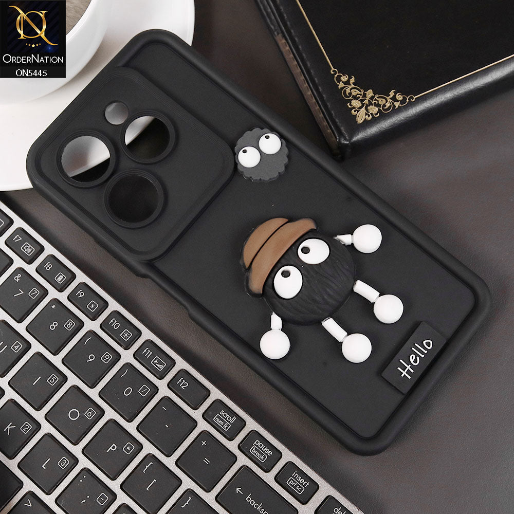 Infinix Hot 40i Cover - Black - Cute 3D Cartoon Soft Case