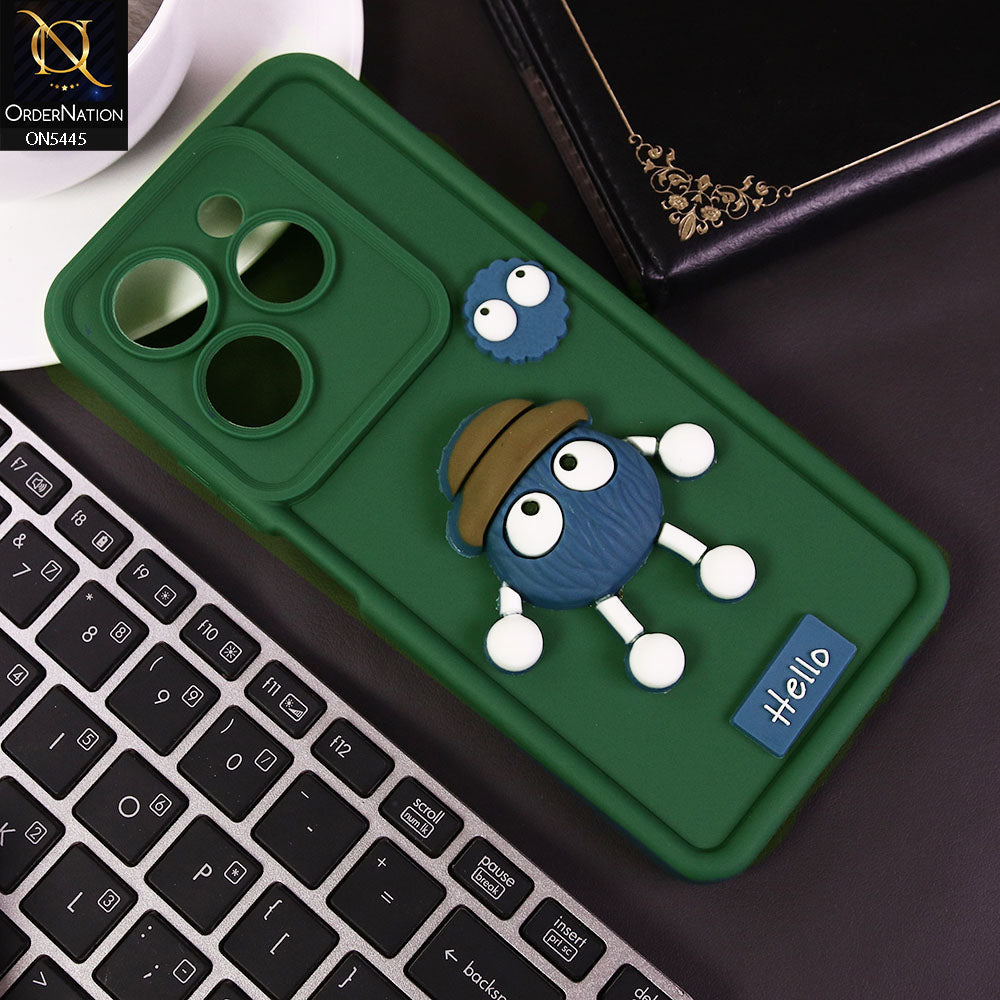 Infinix Hot 40i Cover - Green - Cute 3D Cartoon Soft Case