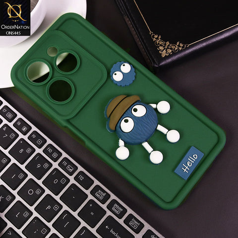 Infinix Hot 40i Cover - Green - Cute 3D Cartoon Soft Case