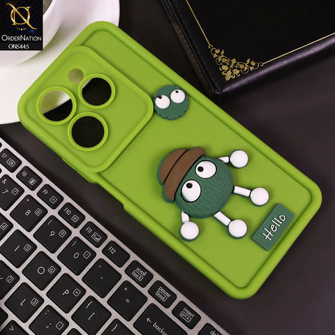 Tecno Pop 8 Cover - Light Green - Cute 3D Cartoon Soft Case