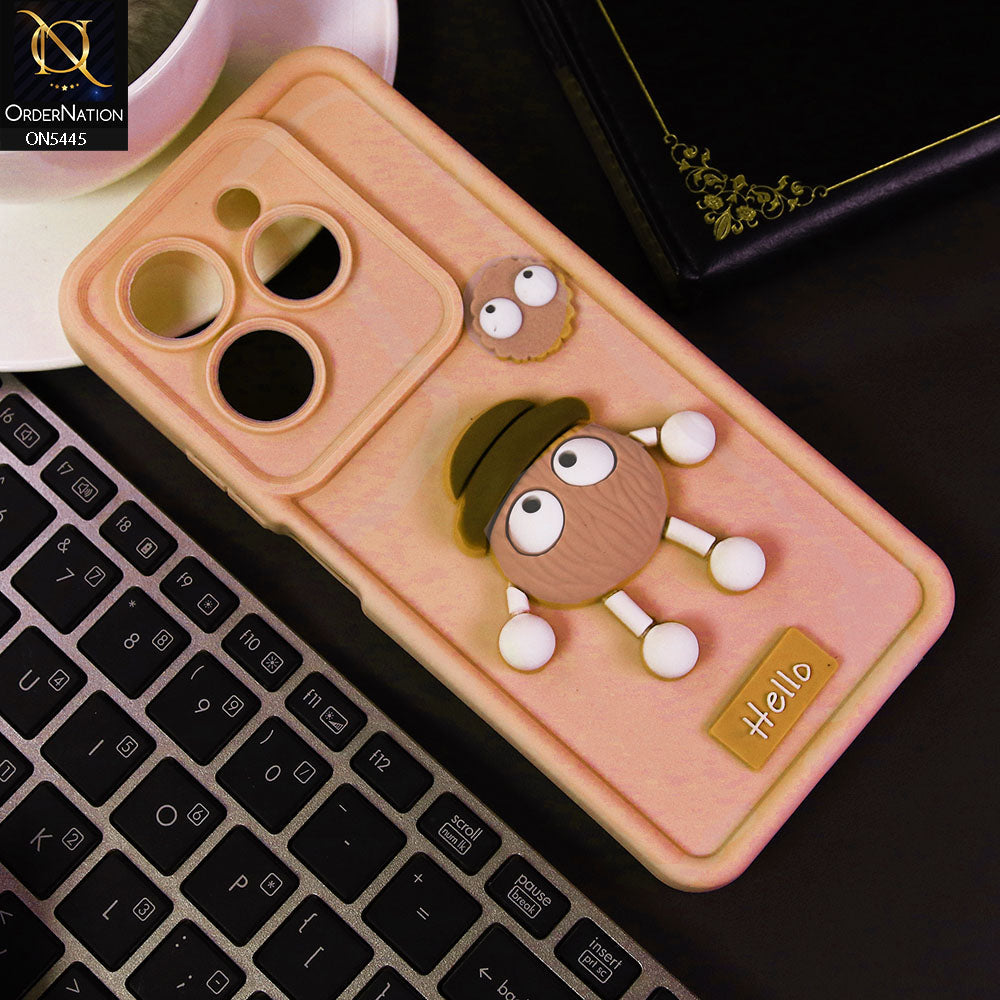 Infinix Smart 8 Pro Cover - Light Pink - Cute 3D Cartoon Soft Case