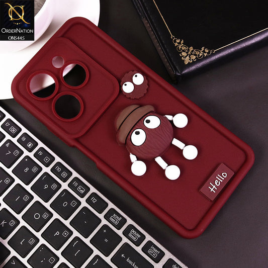 Infinix Smart 8 Cover - Maroon - Cute 3D Cartoon Soft Case