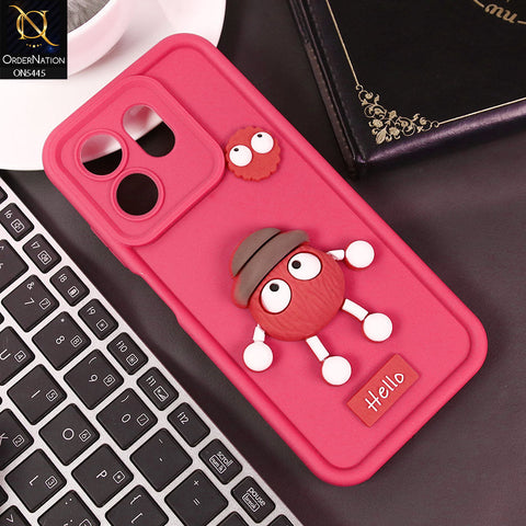 Infinix Hot 50i Cover - Dark Pink - Cute 3D Cartoon Soft Case