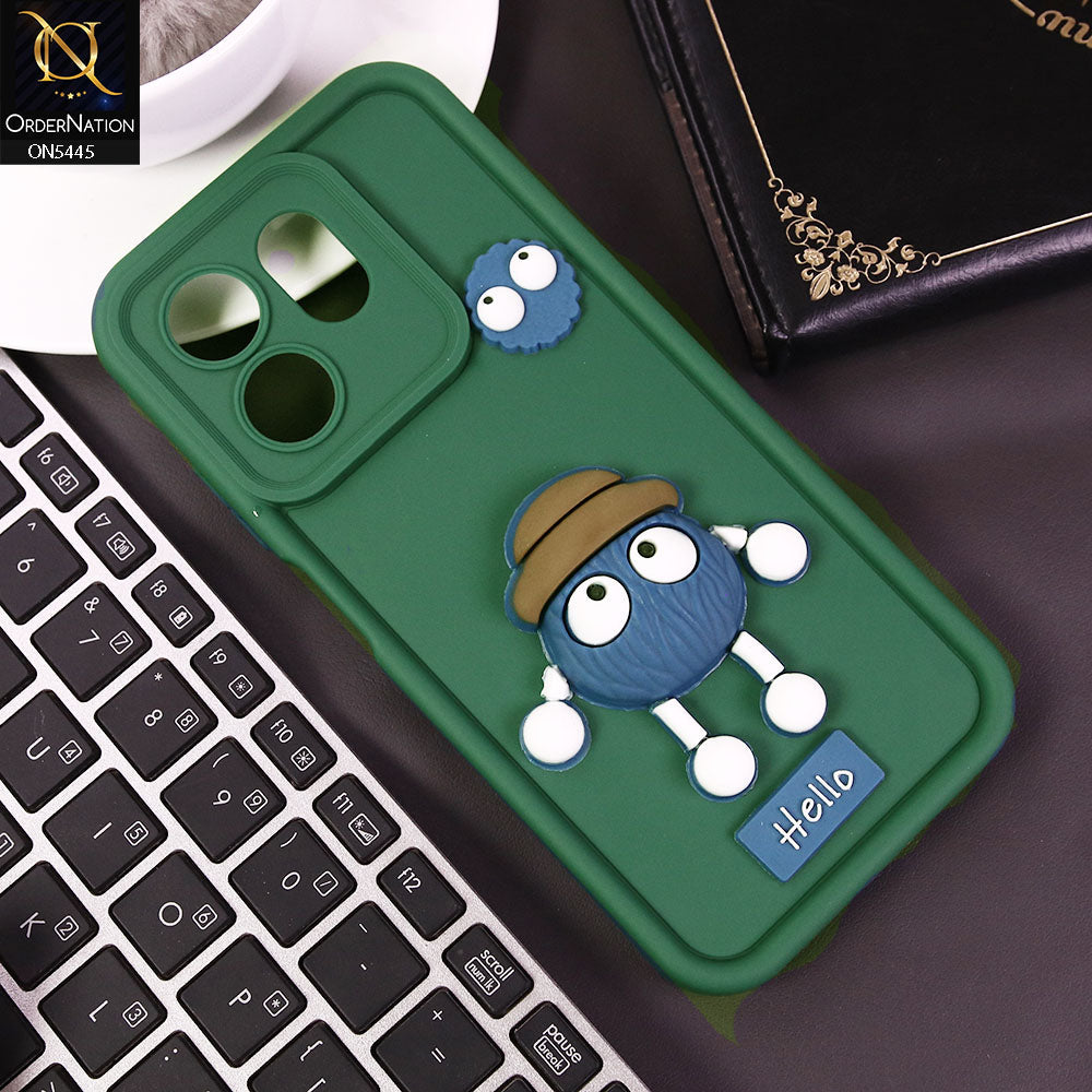 Infinix Hot 50i Cover - Green - Cute 3D Cartoon Soft Case
