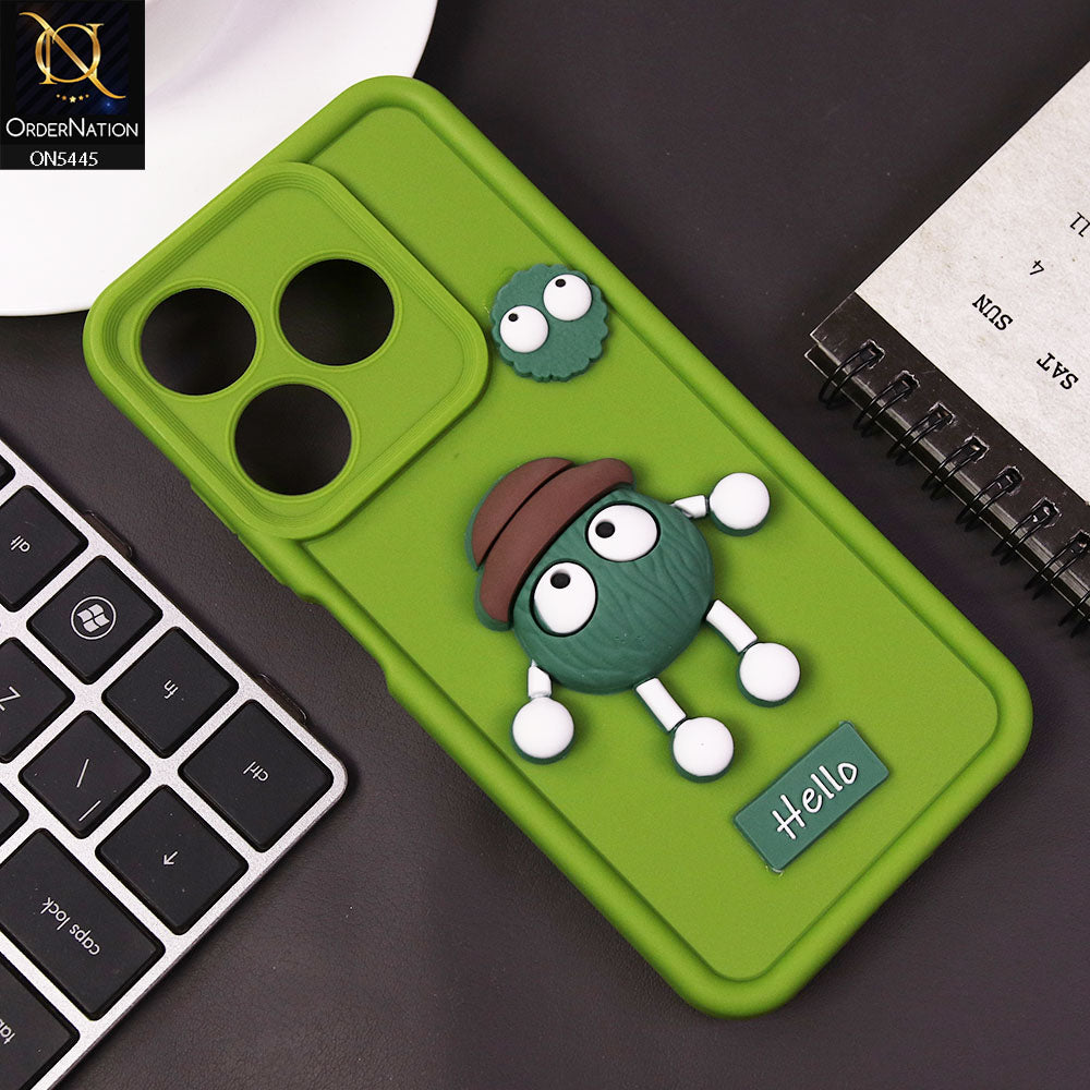 Tecno Spark 10C Cover - Light Green - Cute 3D Cartoon Soft Case