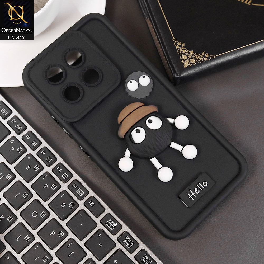 Tecno Spark 30 Pro Cover - Black - Cute 3D Cartoon Soft Case