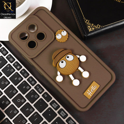 Tecno Spark 30 Pro Cover - Brown - Cute 3D Cartoon Soft Case