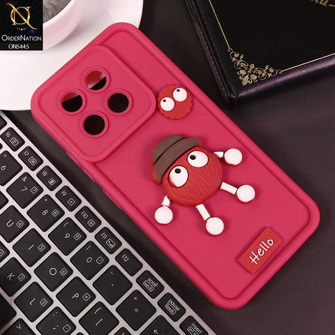 Tecno Spark 30 Pro Cover - Dark Pink - Cute 3D Cartoon Soft Case