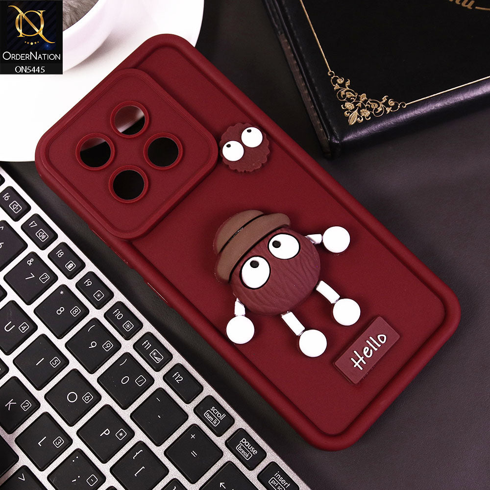 Tecno Spark 30 Pro Cover - Maroon - Cute 3D Cartoon Soft Case