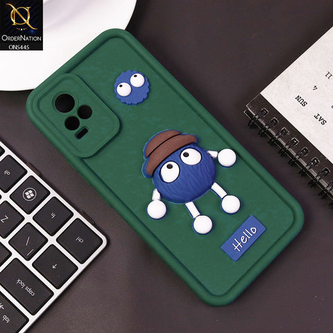 Vivo V21e Cover - Green - Cute 3D Cartoon Soft Case