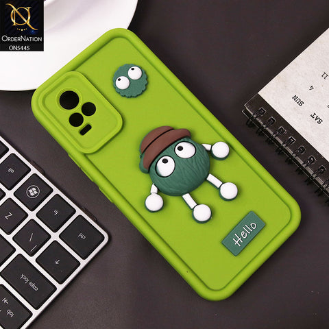 Vivo Y73 Cover - Light Green - Cute 3D Cartoon Soft Case