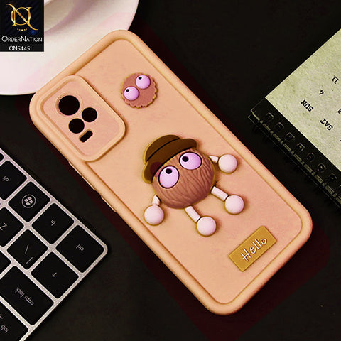 Vivo Y73 Cover - Light Pink - Cute 3D Cartoon Soft Case