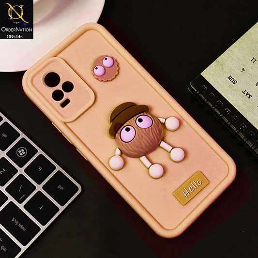 Vivo V21e Cover - Light Pink - Cute 3D Cartoon Soft Case