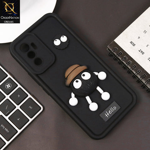 Vivo S10e Cover - Black - Cute 3D Cartoon Soft Case