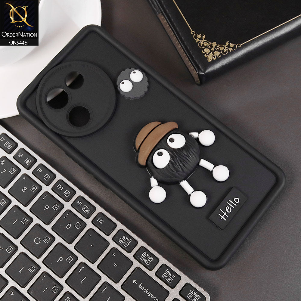 Vivo V30e Cover - Black - Cute 3D Cartoon Soft Case